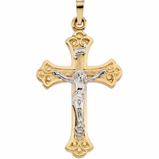 R4052:103698:P 14kt Yellow & White 33x23mm Crucifix Pendant