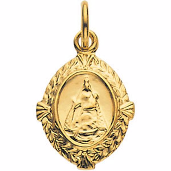 R16474:103741:P 14kt Yellow 12x9mm Caridad del Cobre Medal