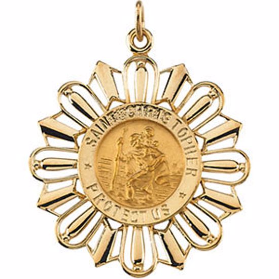 R16420:103992:P 14kt Yellow 30x26mm St. Christopher Medal