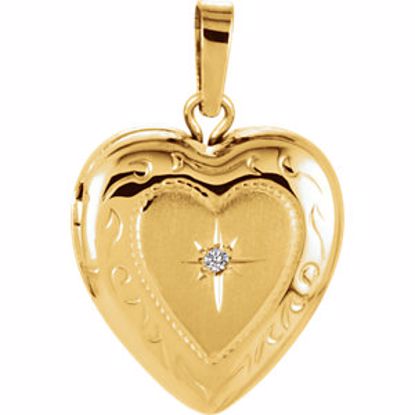 2390:106165:P 14kt Yellow .005 CTW Diamond Heart Shape Locket