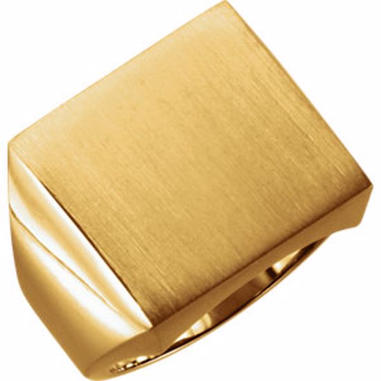 9591:112678:P 14kt Yellow 18mm Men's Solid Signet Ring with Brush Finish