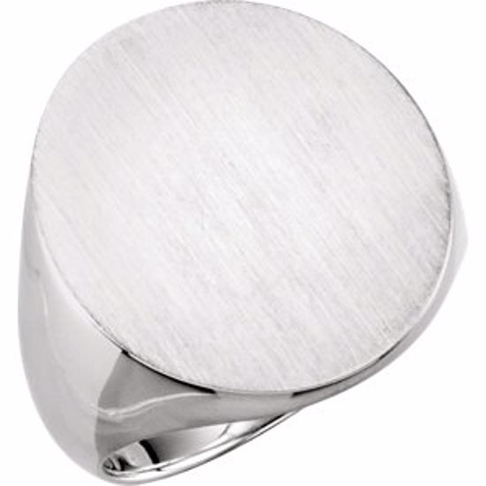 9320:113053:P 14kt White 22x20mm Solid Oval Men's Signet Ring