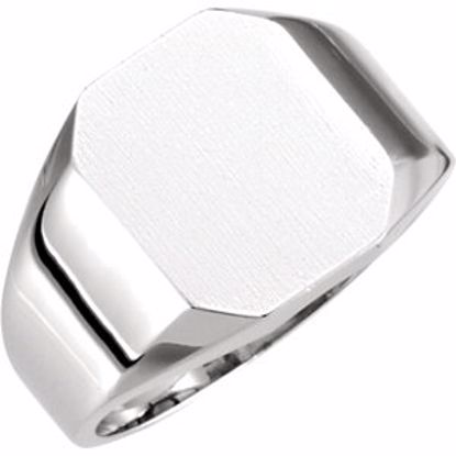 5760:123747:P 14kt White 12x10mm Octagon Signet Ring