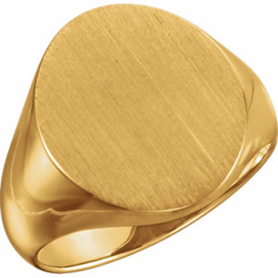 9600:123833:P 18kt Yellow 18x16mm Men's Signet Ring with Brush Finish