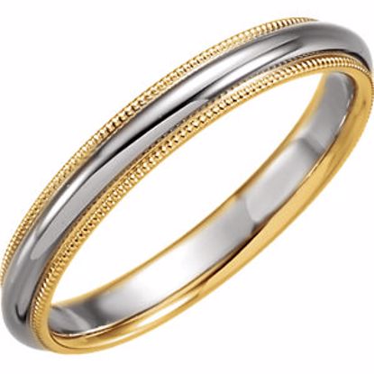 5723:105512:P 14kt White & Yellow 3.5mm Comfort-Fit Milgrain Band Size 6