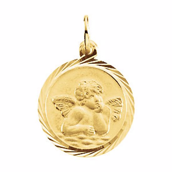 R16952:130051:P 14kt Yellow 18mm Angel Medal