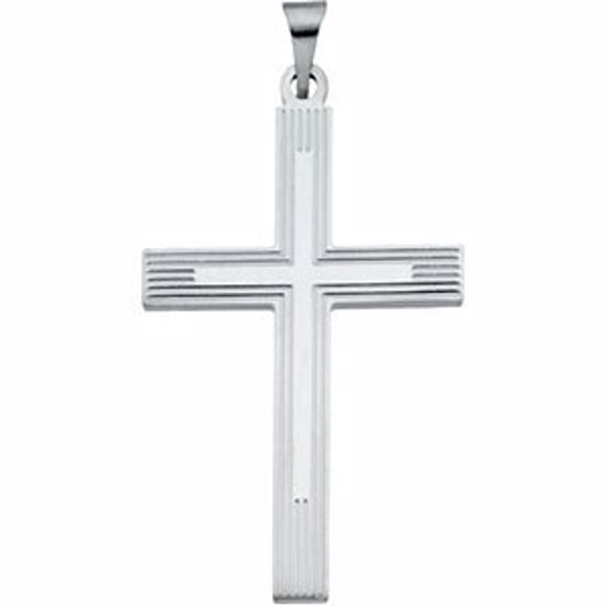 R16155:129359:P 14kt White 32x21mm Cross Pendant