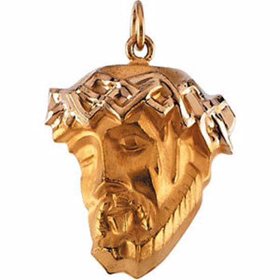 R16929:129555:P 14kt Yellow 25x19.5mm Face of Jesus Pendant