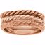 4205:136442:P 14kt Rose Rope Design Stackable Band - Set of 3