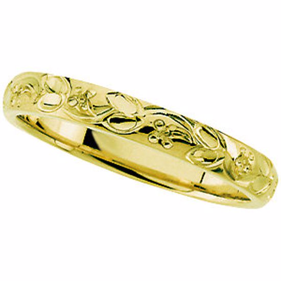 50072:179098:P 14kt Green 3mm Hand-Engraved Band Size 5 