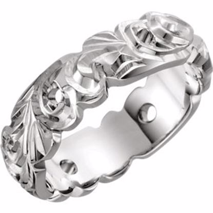 50063:179574:P 14kt White 6mm Hand Engraved Open Work Band Size 8