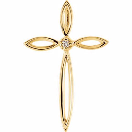 R41007D:141105:P 14kt Yellow .01 CTW Diamond Cross Pendant