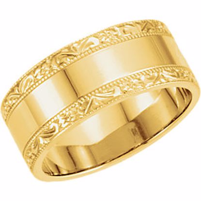 50094:180184:P 14kt Yellow 8.5mm Hand Engraved Band Size 8