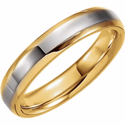 5981:142408:P 18kt Yellow & Platinum 4mm Comfort-Fit Beveled Edge Band Size 7