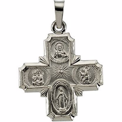 R5036:144029:P 14kt White 18x18mm Four-Way Cross Medal