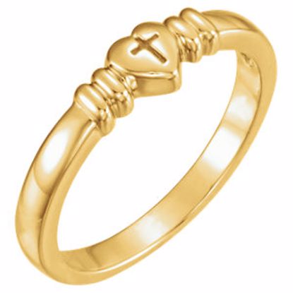 R7027:144266:P 14kt Yellow Heart with Cross Chastity Ring Size 5
