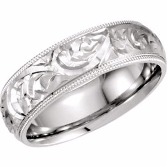 50068:145040:P Platinum 6mm Hand Engraved Band Size 6