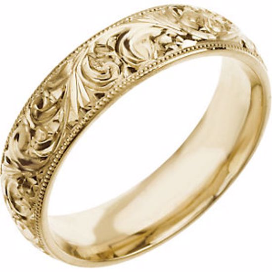 50061:144961:P 14kt Yellow 6mm Hand Engraved Band Size 12
