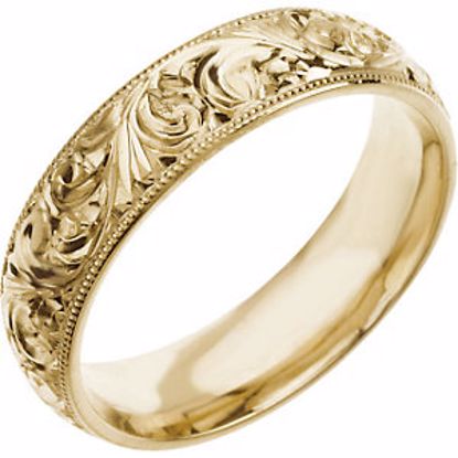 50061:144952:P 14kt Yellow 6mm Hand Engraved Band Size 7