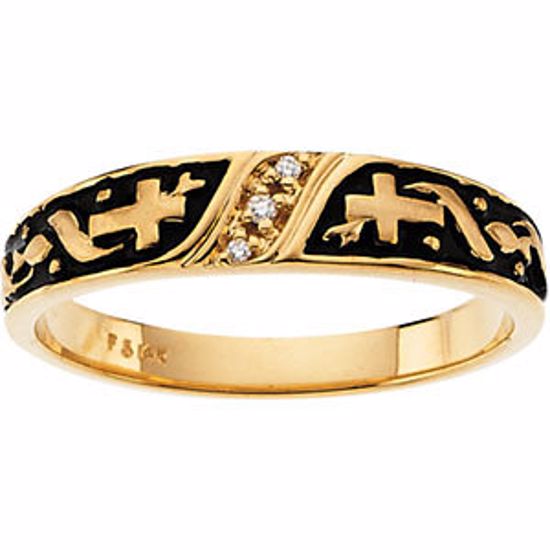 R16647D:167367:P 14kt Yellow Men's Religious Diamond Band