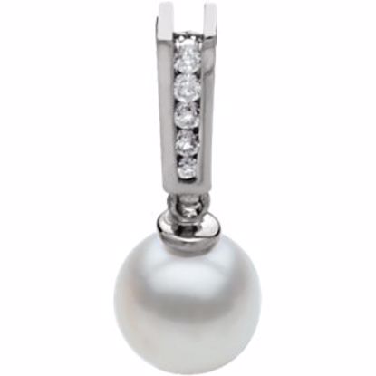 60754:206935:P 14kt White Akoya Cultured Pearl & .07 CTW Diamond Pendant 