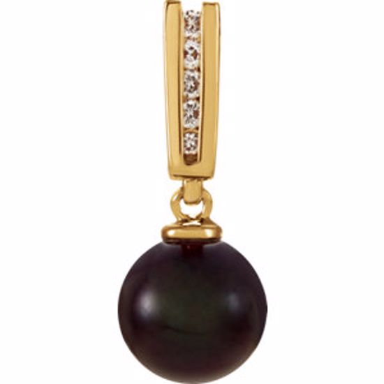 60755:209338:P Akoya Cultured Pearl & Diamond Pendant