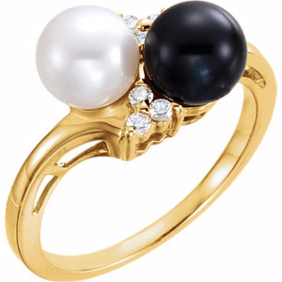 60636:209214:P Akoya Cultured Pearl & Diamond Ring