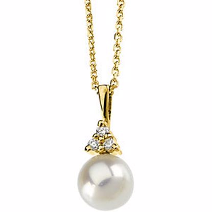 60941:209537:P Akoya Cultured Pearl & Diamond Necklace