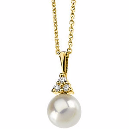 60941:209537:P Akoya Cultured Pearl & Diamond Necklace