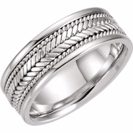 50121:216740:P 14kt White 8mm Comfort-Fit Hand Woven Band Size 11