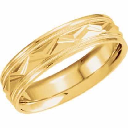 50152:222210:P 14kt Yellow 6mm Comfort Fit Design Band Size 5