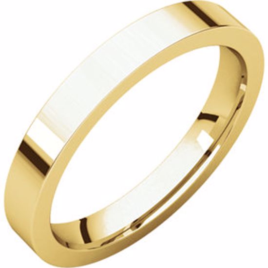 FIR7.5:224537:P 10kt Yellow 3mm Flat Comfort Fit Band