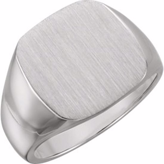 9601:228867:P Platinum 16mm Men's Signet Ring with Brush Top Finish