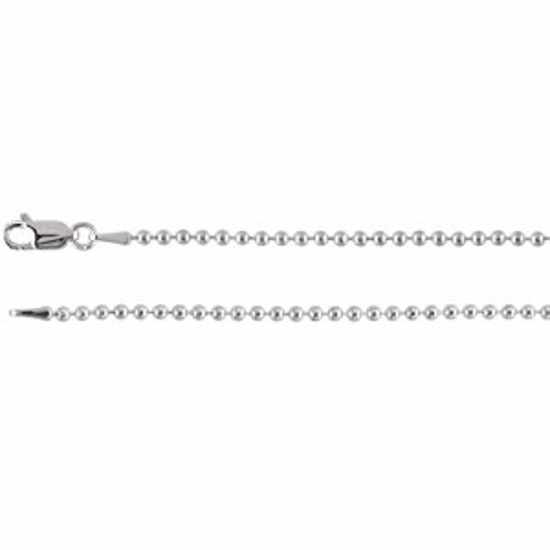 CH437:240099:P Sterling Silver 2mm Bead 20" Chain
