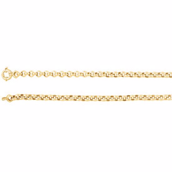 CH523:242070:P 14kt Yellow 6.5mm Hollow Rolo 18" Chain
