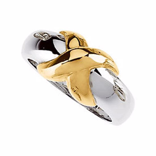 50235:255598:P 14kt White & Yellow "X" Ring