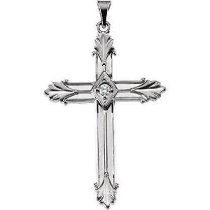 R41115:243045:P 14kt White 37.5x25.5mm Diamond Cross Pendant