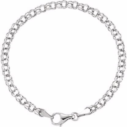 CH158:244312:P 14kt White 3.75mm Solid 7" Charm Bracelet