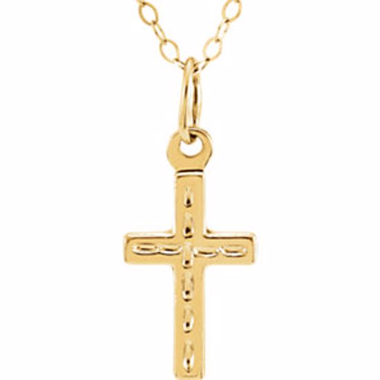 19541:246831:P 14kt Yellow Cross 15" Youth Necklace