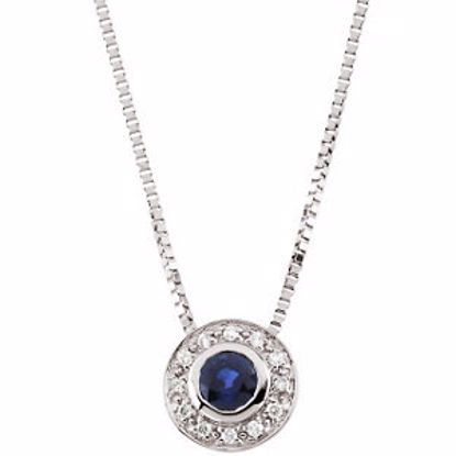 61545:261833:P 14kt White Genuine Sapphire & Diamond Necklace