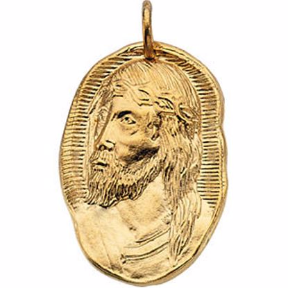 R41354:250615:P 14kt Yellow 26x18mm Face of Jesus Pendant