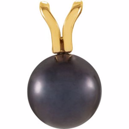 61620:251719:P 14kt Yellow 5mm Black Akoya Pearl Pendant