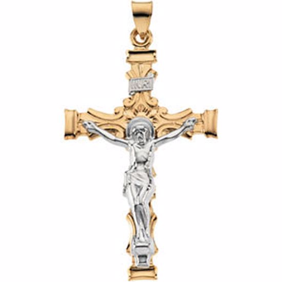 R41169:252413:P 14kt Yellow & White 43.5x29.5mm Crucifix Pendant