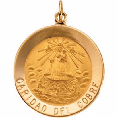 R16340:254248:P 14kt Yellow 22mm Round Caridad del Cobre Medal