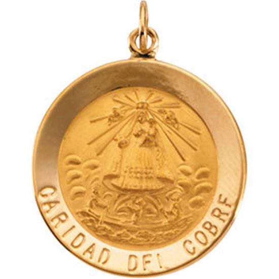 R16340:254248:P 14kt Yellow 22mm Round Caridad del Cobre Medal