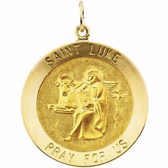 R16318:254871:P 14kt Yellow 25mm Round St. Luke Medal