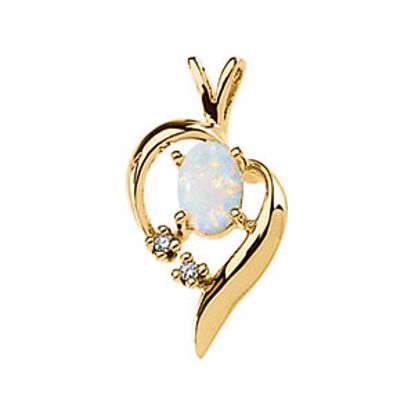 62071:255379:P Genuine Opal Cabochon & Diamond Pendant