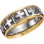 50308:266671:P 14kt White & Yellow  7mm Comfort-Fit Cross Pattern Band Size 8.5