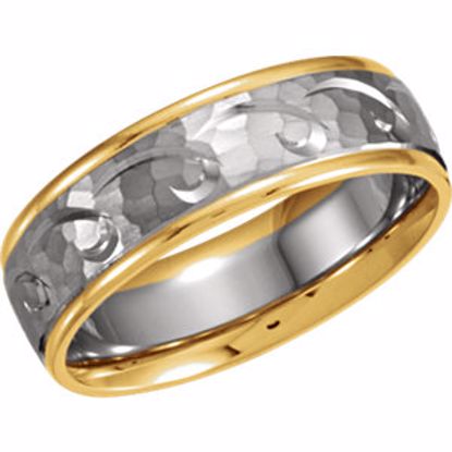 50316:266735:P 14kt White & Yellow 6.75mm Design Band Size 8.5