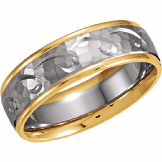 50316:266735:P 14kt White & Yellow 6.75mm Design Band Size 8.5